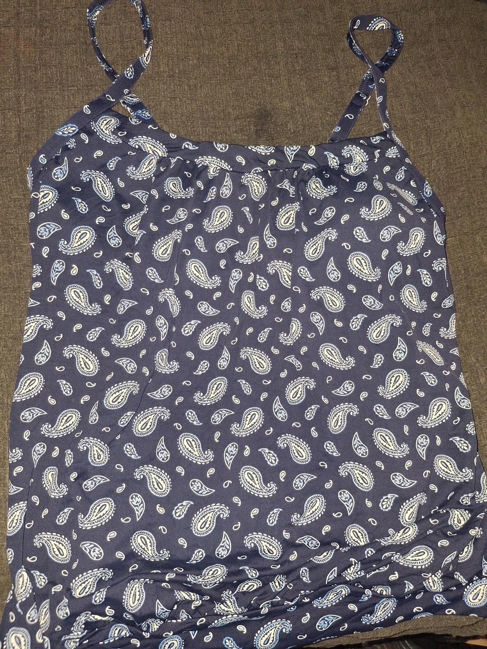 Lands' End Navy Paisley Spaghetti Strap Camisole